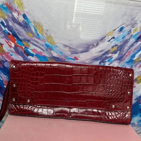 Claudia Firenze Red Leather Clutch - Picture 1 of 8